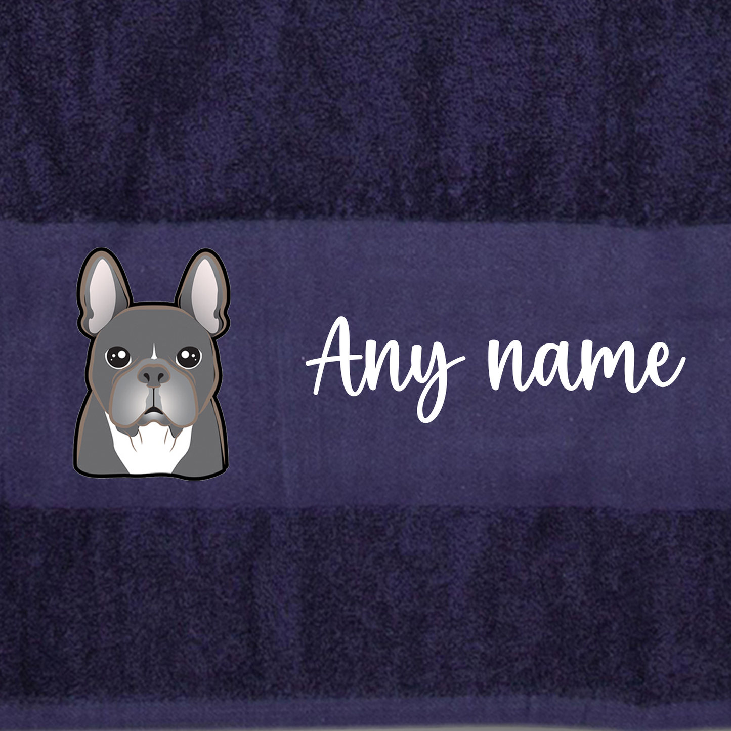 MIDNIGHT BLUE Any Pet Name And A Choice Of Dog Breed - Travel Towel