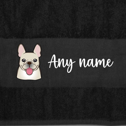 BLACK Any Pet Name And A Choice Of Dog Breed - Travel Towel