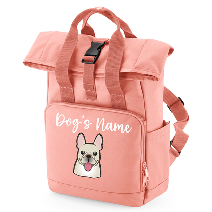 Travel Rucksack 9 Litres Peach Coral Any Breed Backpack With Custom Personalised Dog Name