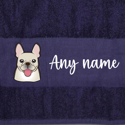 MIDNIGHT BLUE Any Pet Name And A Choice Of Dog Breed - Travel Towel