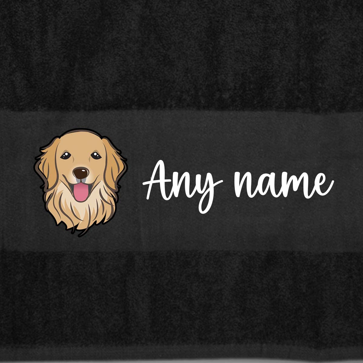 BLACK Any Pet Name And A Choice Of Dog Breed - Travel Towel