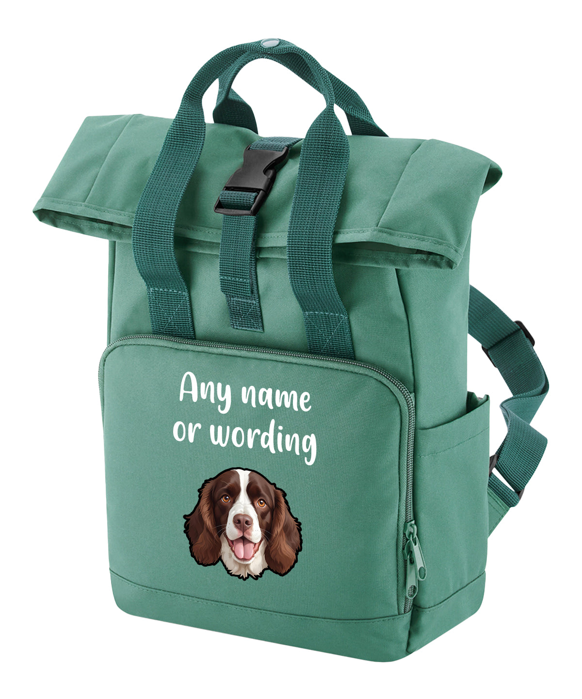 Sage Green Any Breed Backpack With Custom Personalised Dog Name