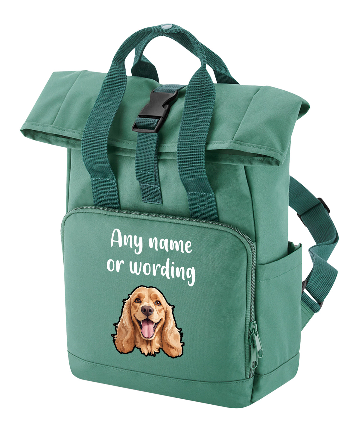 Sage Green Any Breed Backpack With Custom Personalised Dog Name