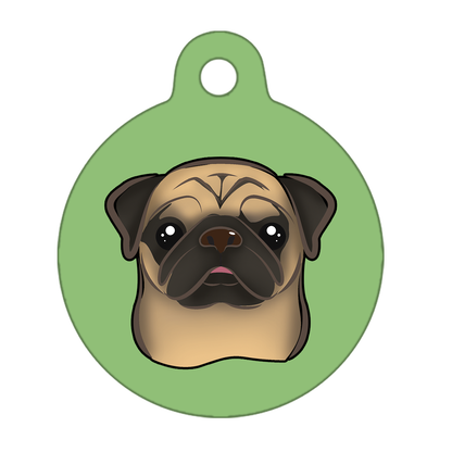 19mm Diameter Tiny Size - Pug Dog