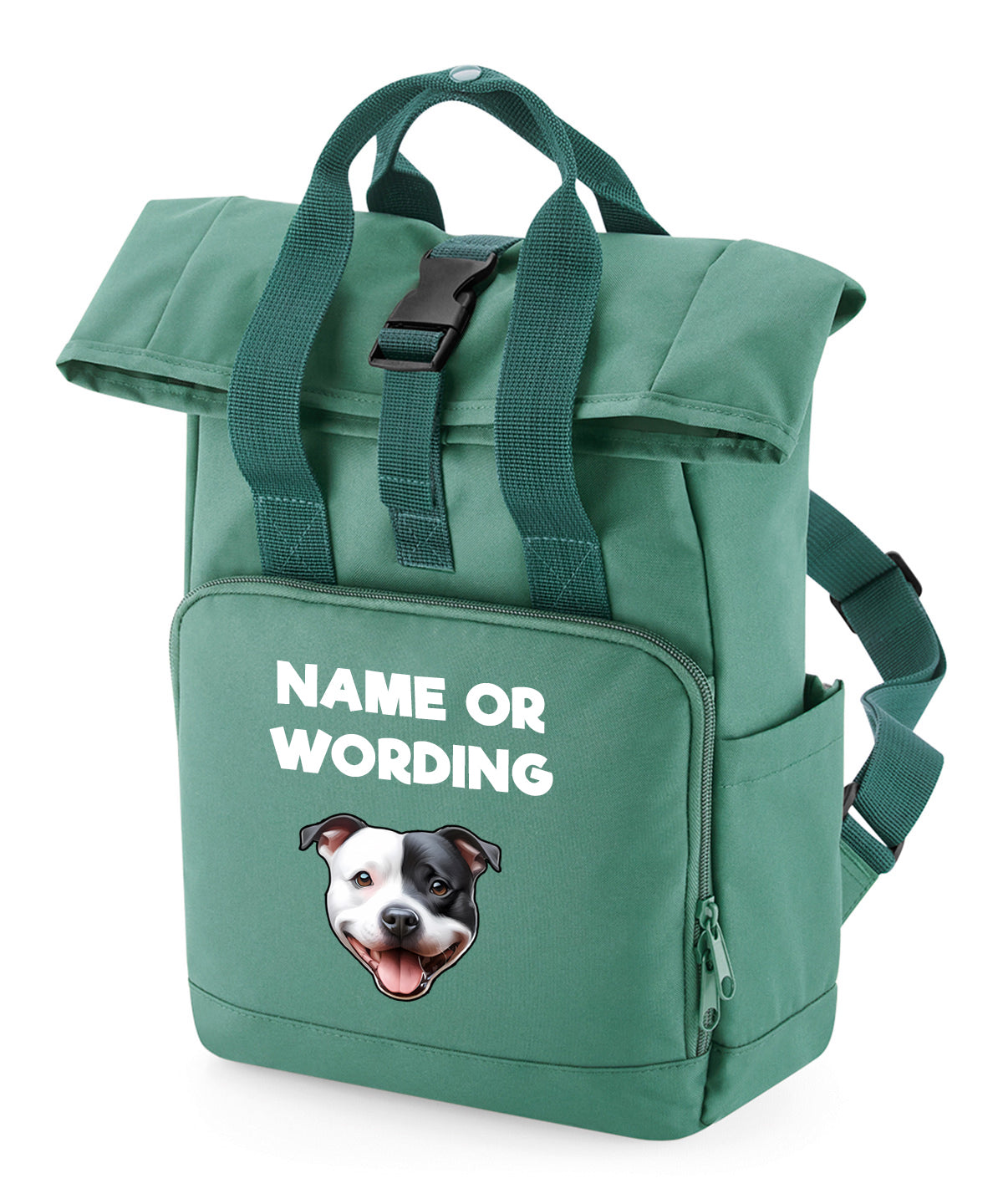 Sage Green Any Breed Backpack With Custom Personalised Dog Name