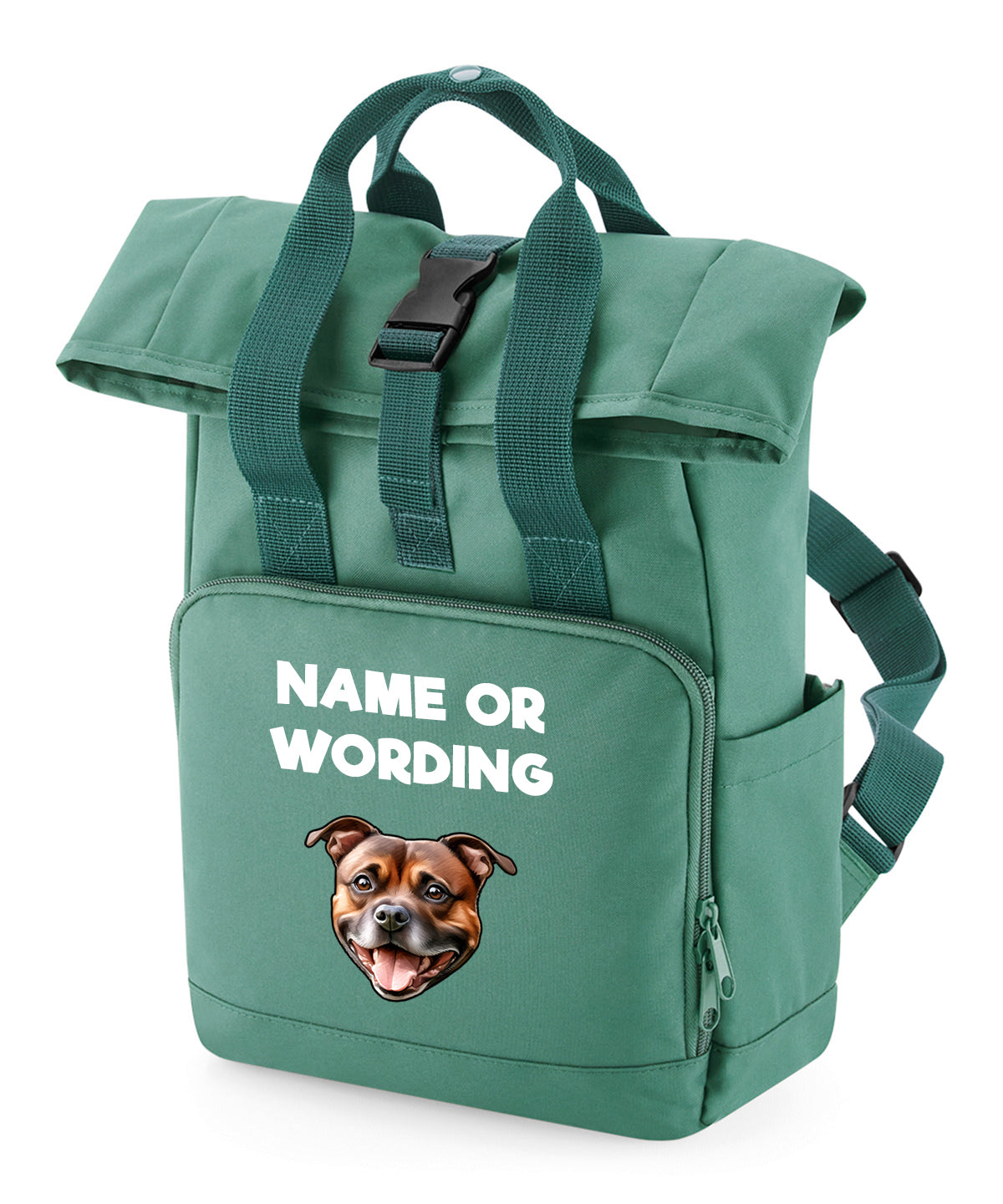 Sage Green Any Breed Backpack With Custom Personalised Dog Name