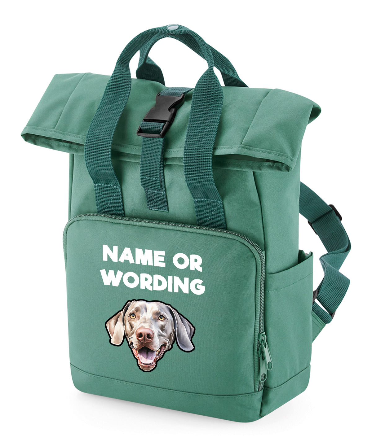 Sage Green Any Breed Backpack With Custom Personalised Dog Name