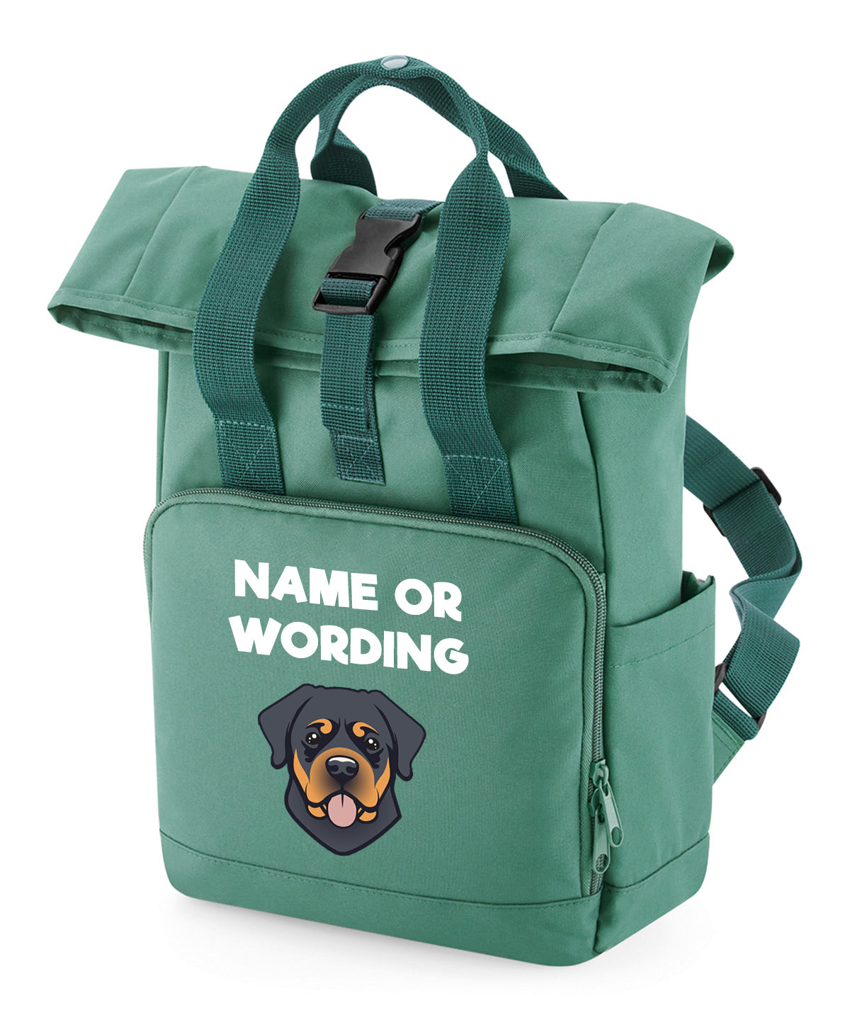 Sage Green Any Breed Backpack With Custom Personalised Dog Name