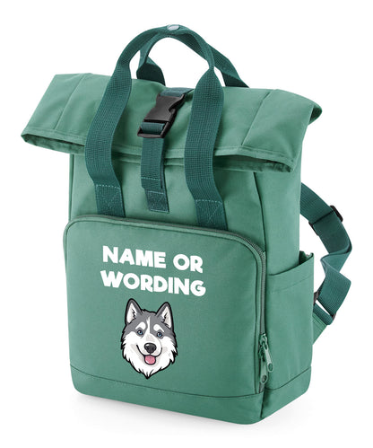 Sage Green Any Breed Backpack With Custom Personalised Dog Name