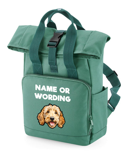 Sage Green Any Breed Backpack With Custom Personalised Dog Name