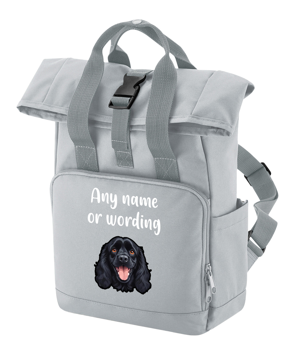 Grey Any Breed Backpack With Custom Personalised Dog Name