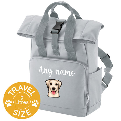 Travel Rucksack 9 Litres Grey Any Breed Backpack With Custom Personalised Dog Name