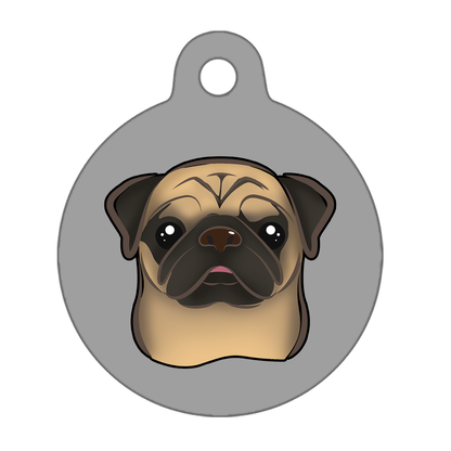 19mm Diameter Tiny Size - Pug Dog