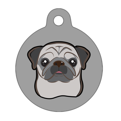 19mm Diameter Tiny Size - Pug Dog