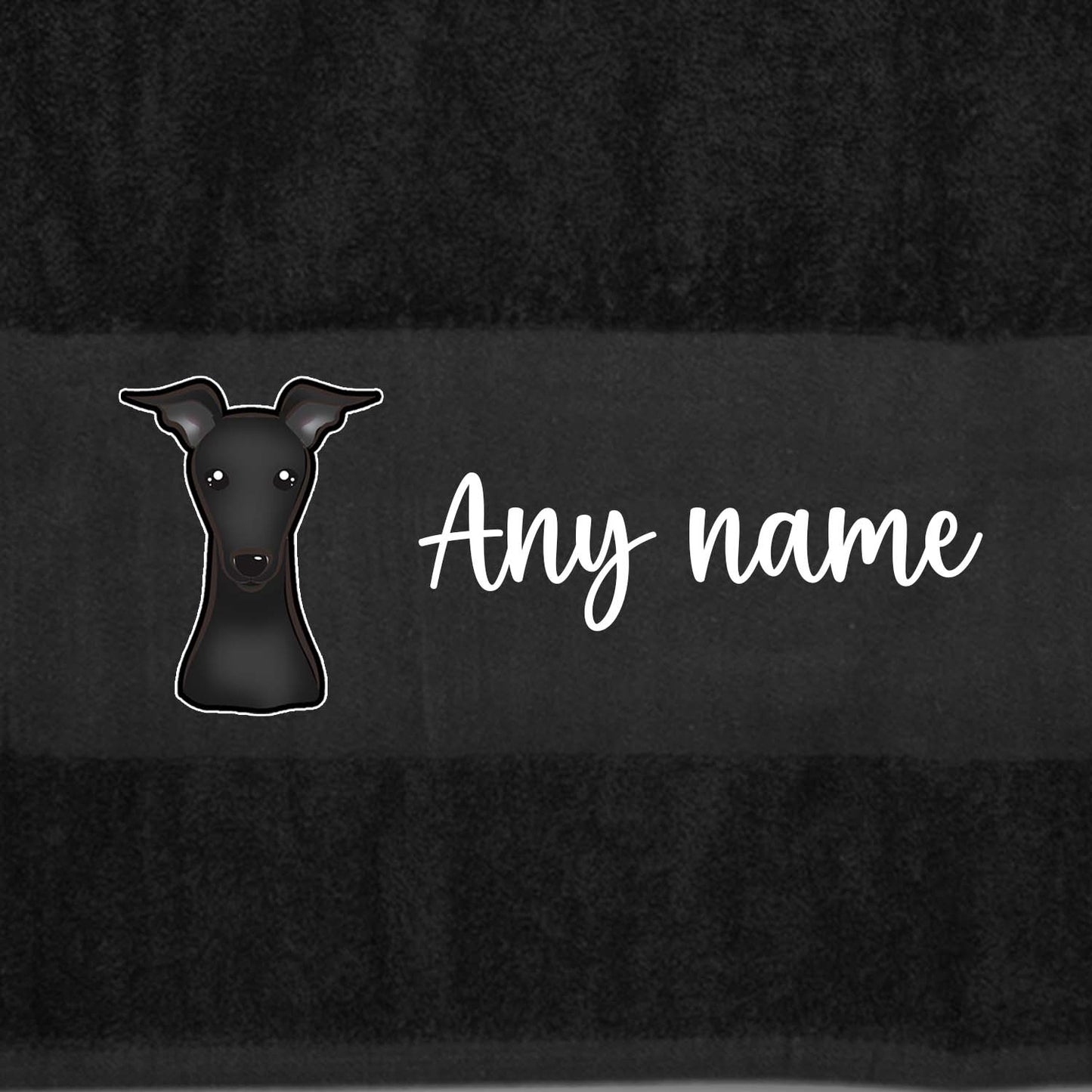 BLACK Any Pet Name And A Choice Of Dog Breed - Travel Towel