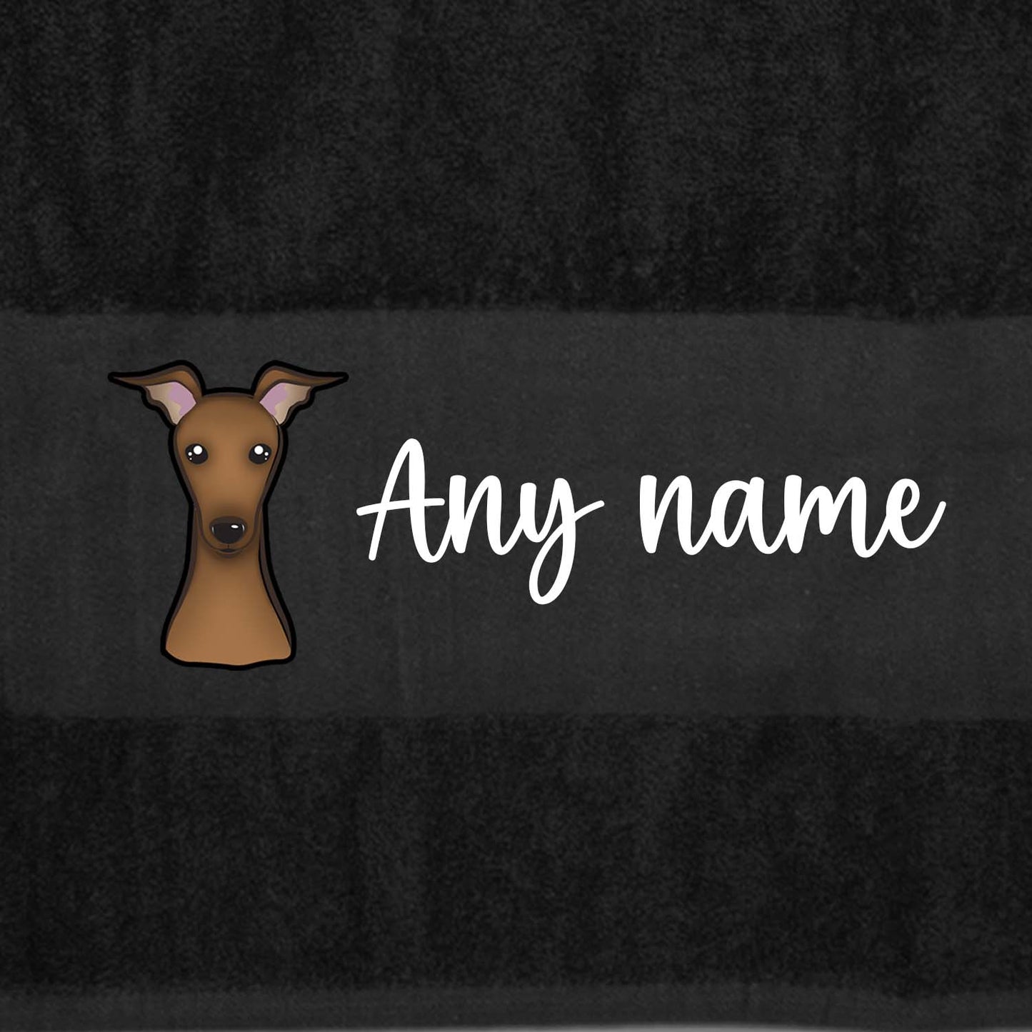 BLACK Any Pet Name And A Choice Of Dog Breed - Travel Towel