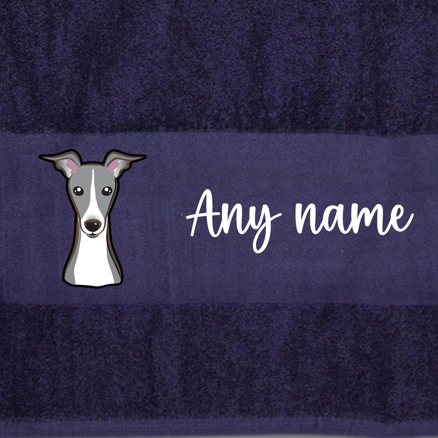 MIDNIGHT BLUE Any Pet Name And A Choice Of Dog Breed - Travel Towel