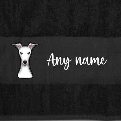 BLACK Any Pet Name And A Choice Of Dog Breed - Travel Towel