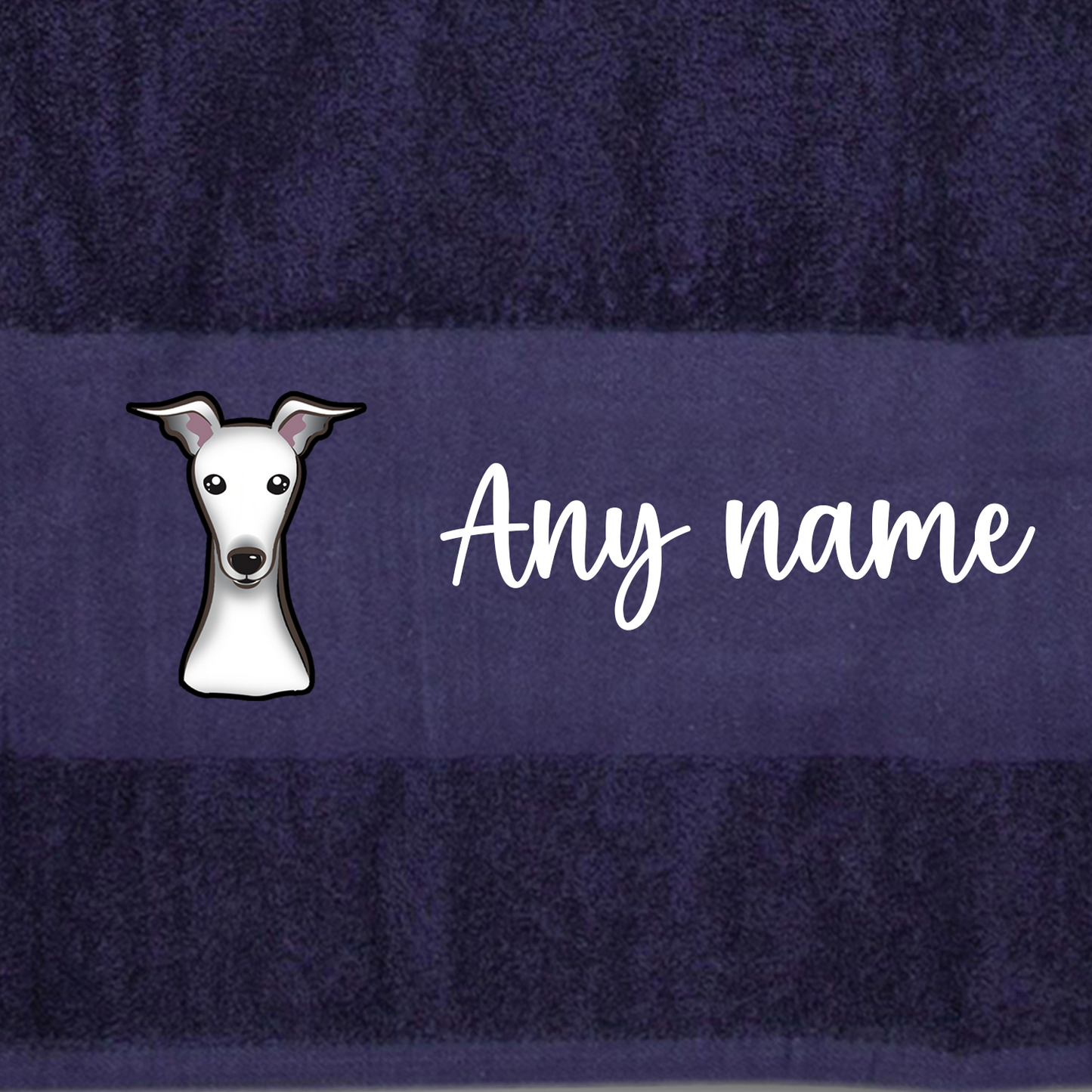 MIDNIGHT BLUE Any Pet Name And A Choice Of Dog Breed - Travel Towel