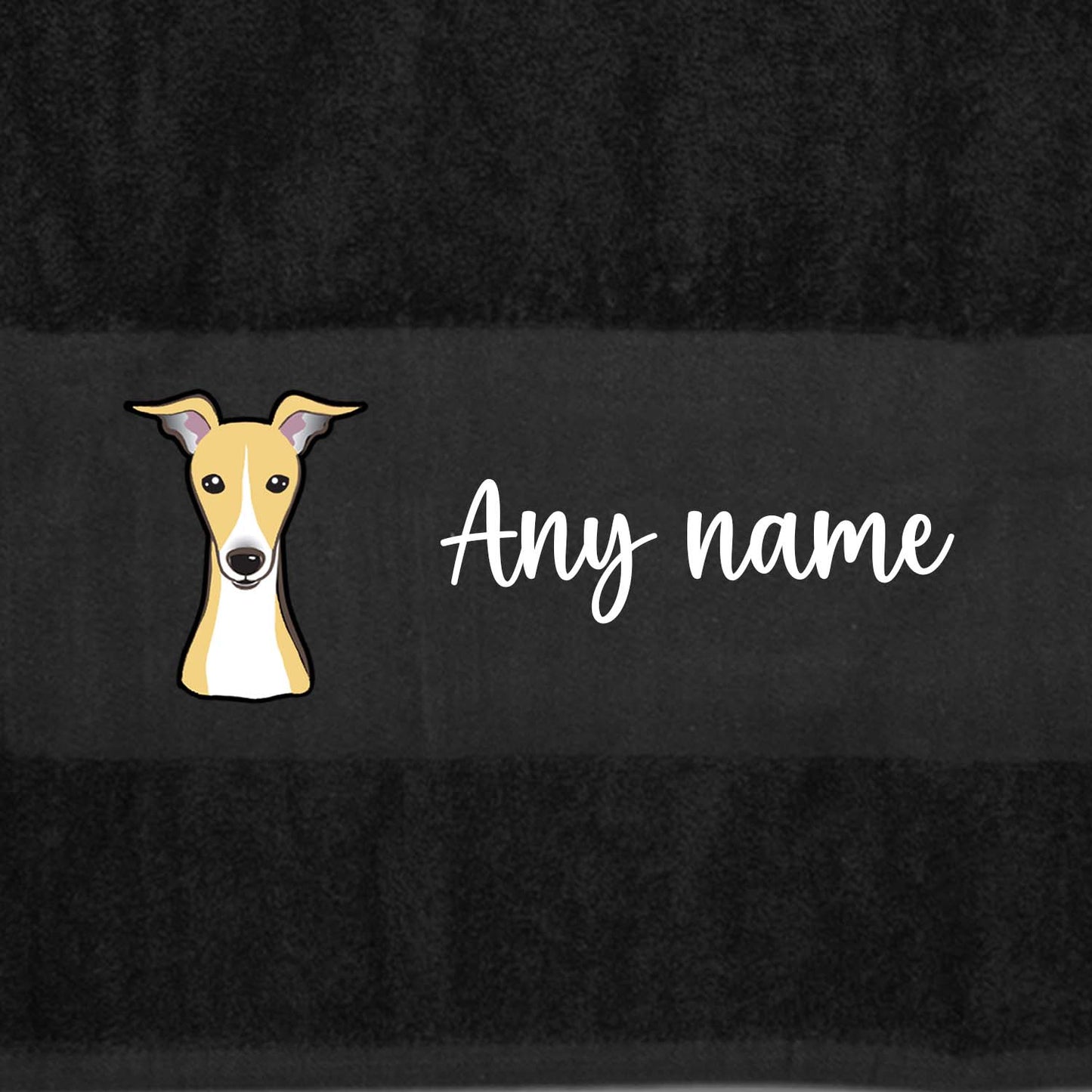 BLACK Any Pet Name And A Choice Of Dog Breed - Travel Towel