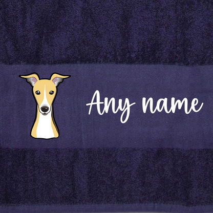 MIDNIGHT BLUE Any Pet Name And A Choice Of Dog Breed - Travel Towel