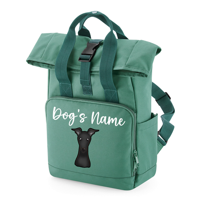 Sage Green Any Breed Backpack With Custom Personalised Dog Name