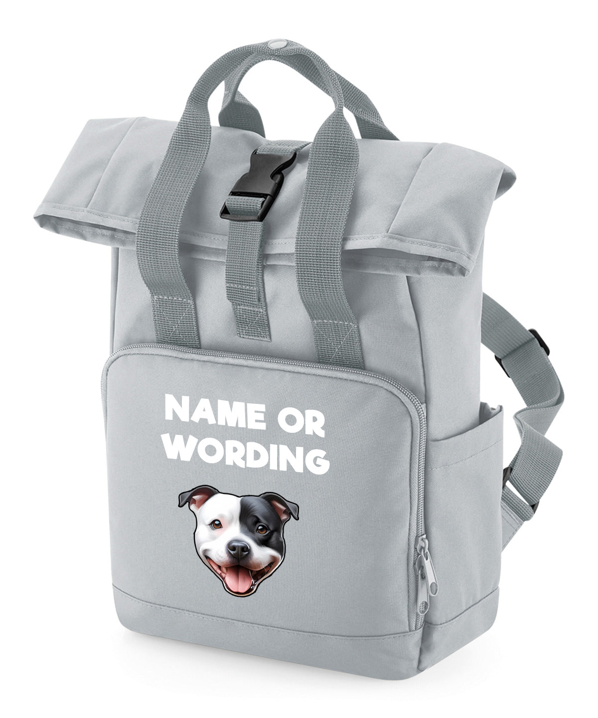 Grey Any Breed Backpack With Custom Personalised Dog Name