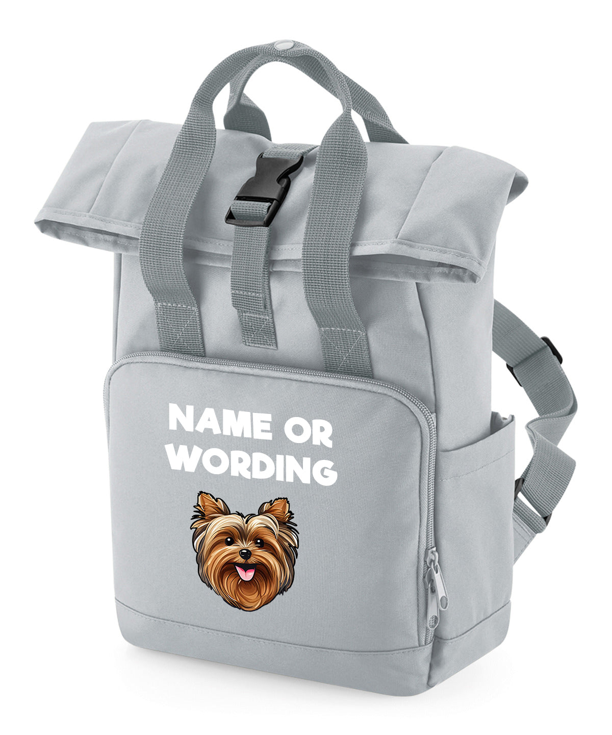 Grey Any Breed Backpack With Custom Personalised Dog Name