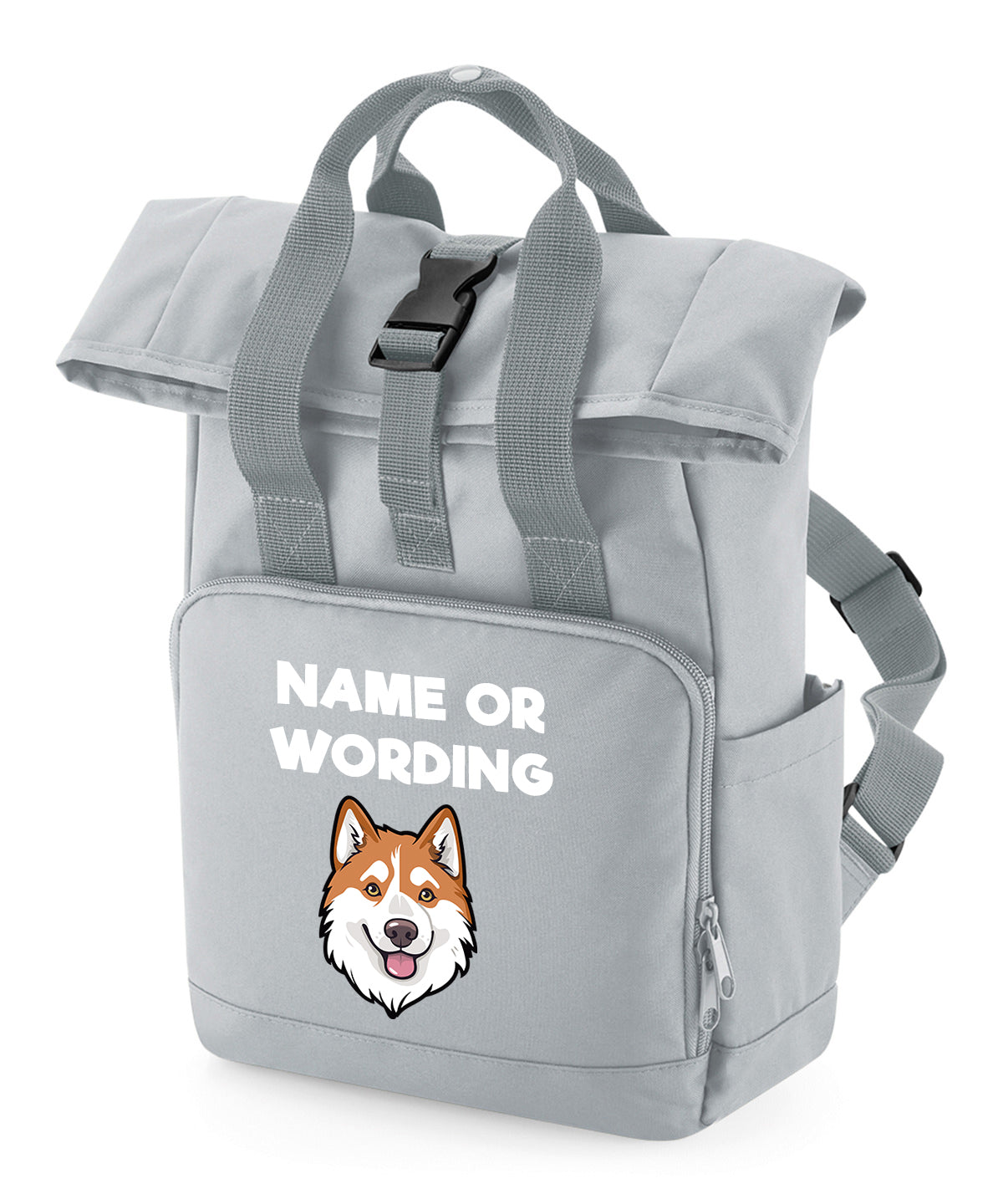 Grey Any Breed Backpack With Custom Personalised Dog Name