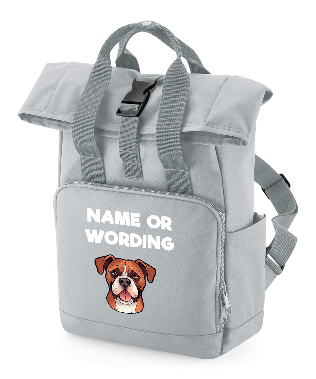 Grey Any Breed Backpack With Custom Personalised Dog Name