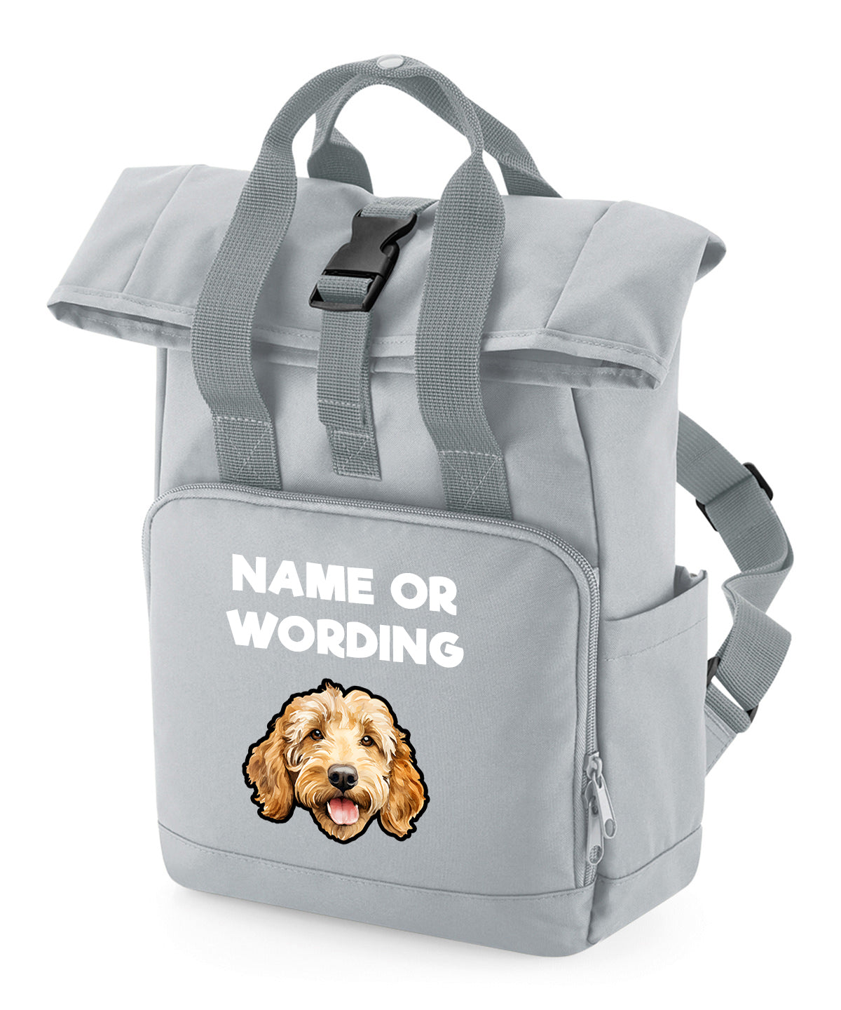 Grey Any Breed Backpack With Custom Personalised Dog Name