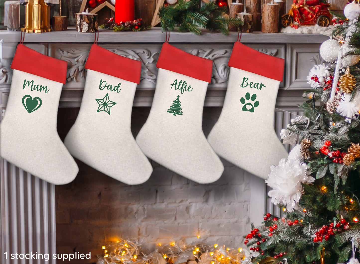 Personalised Christmas Stocking Choose Your Name & Design