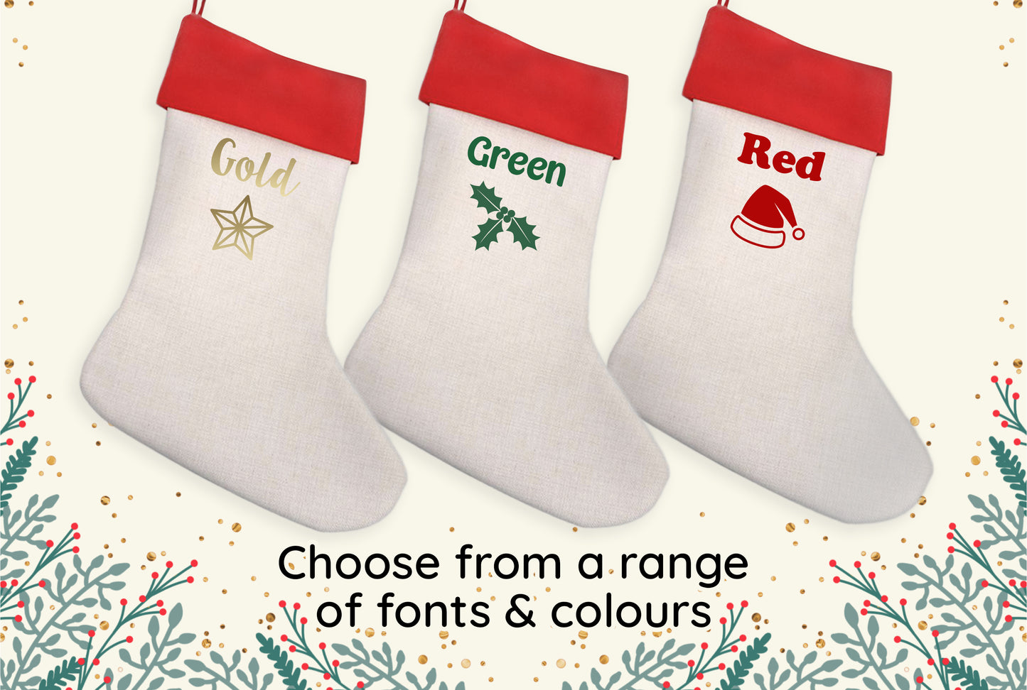 Personalised Christmas Stocking Choose Your Name & Design