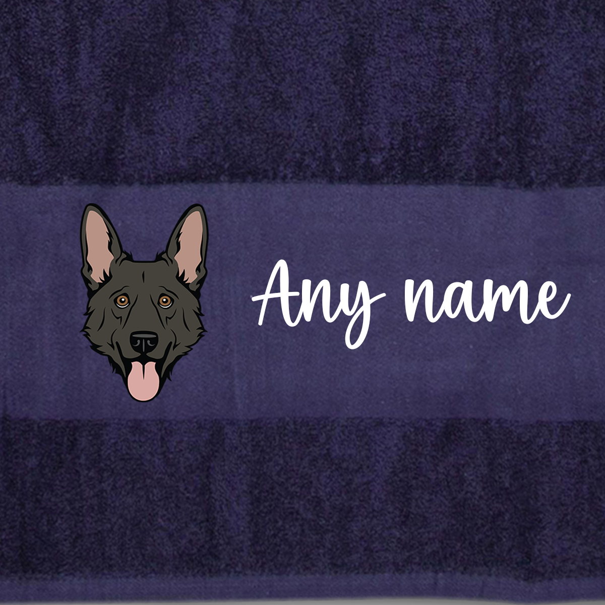 MIDNIGHT BLUE Any Pet Name And A Choice Of Dog Breed - Travel Towel