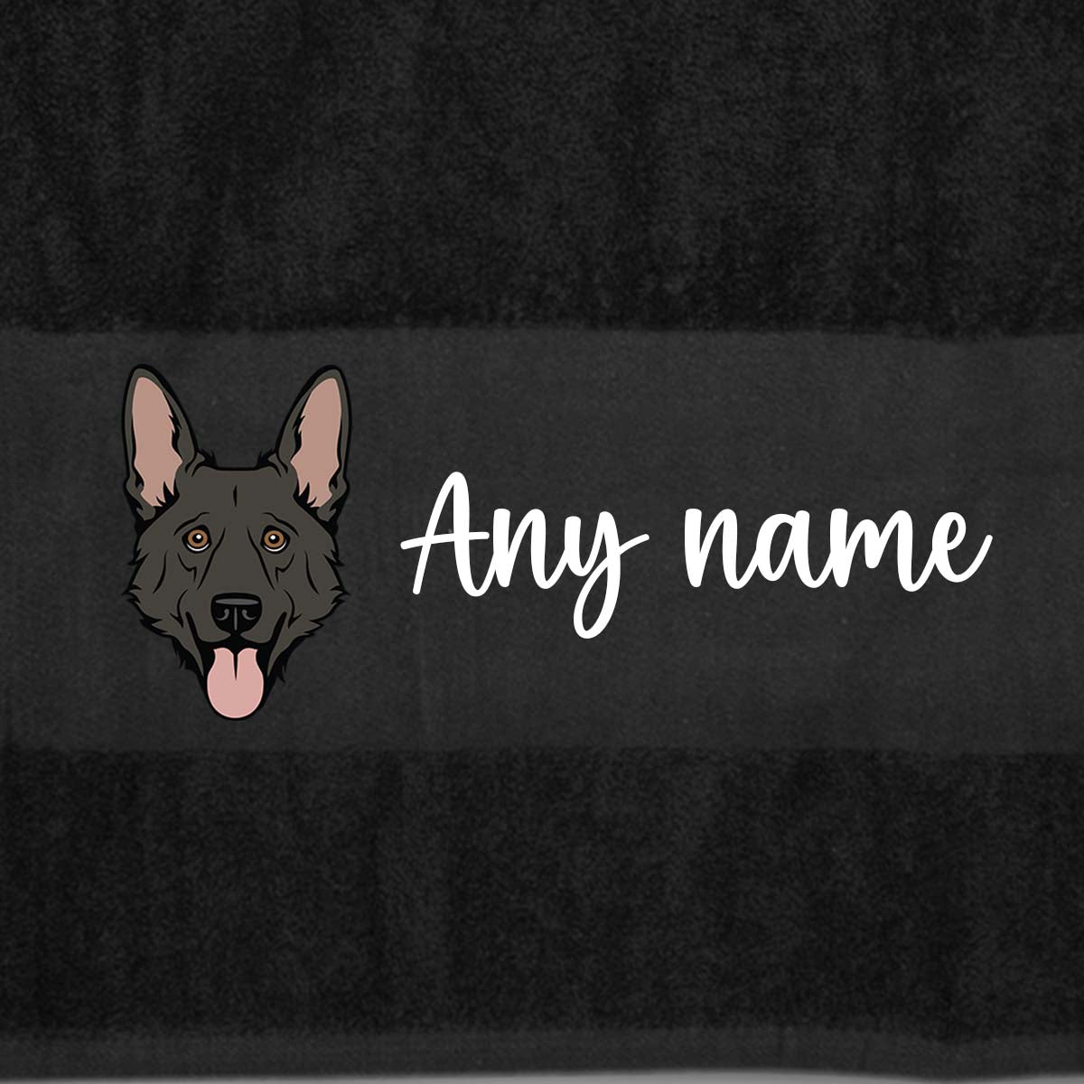 BLACK Any Pet Name And A Choice Of Dog Breed - Travel Towel