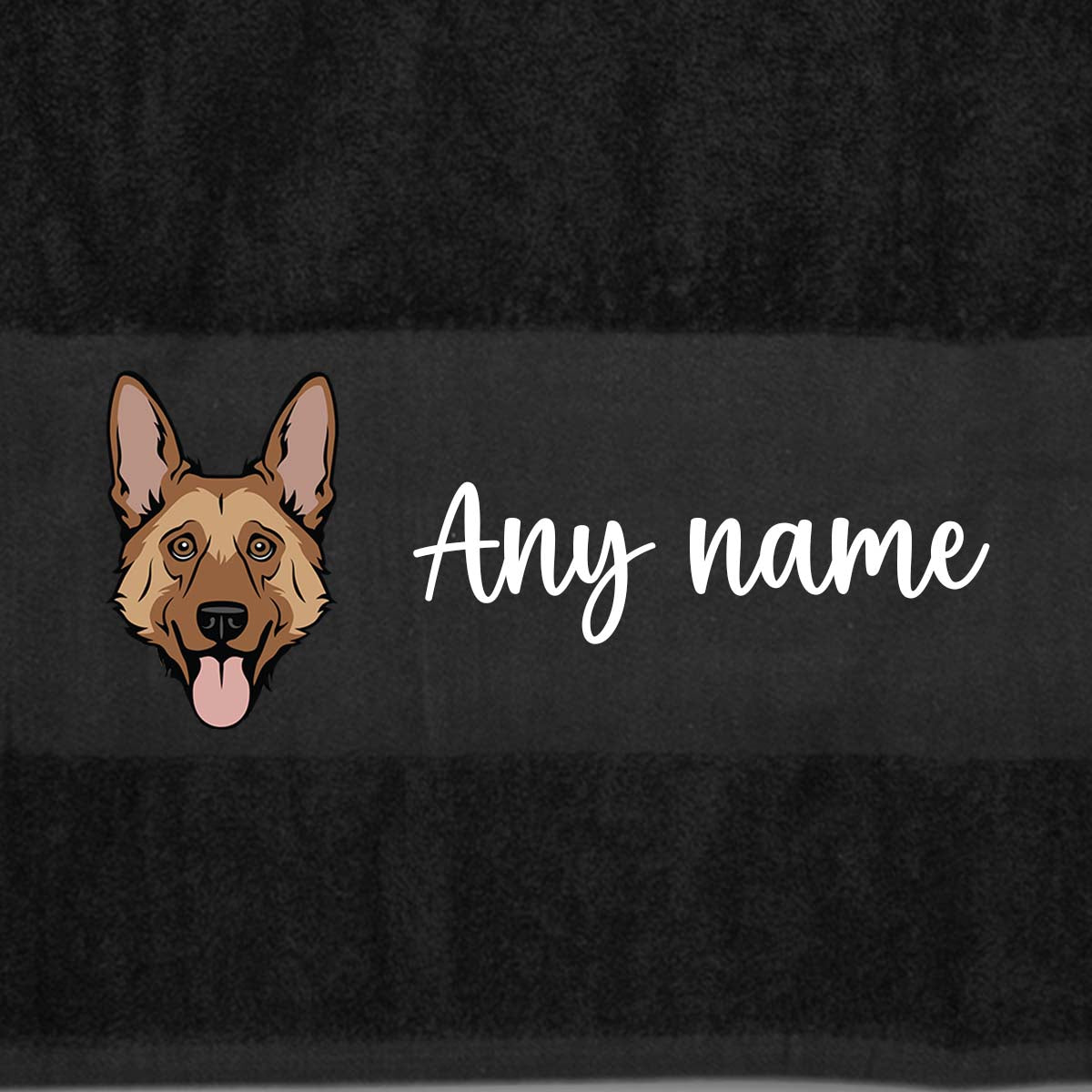 BLACK Any Pet Name And A Choice Of Dog Breed - Travel Towel