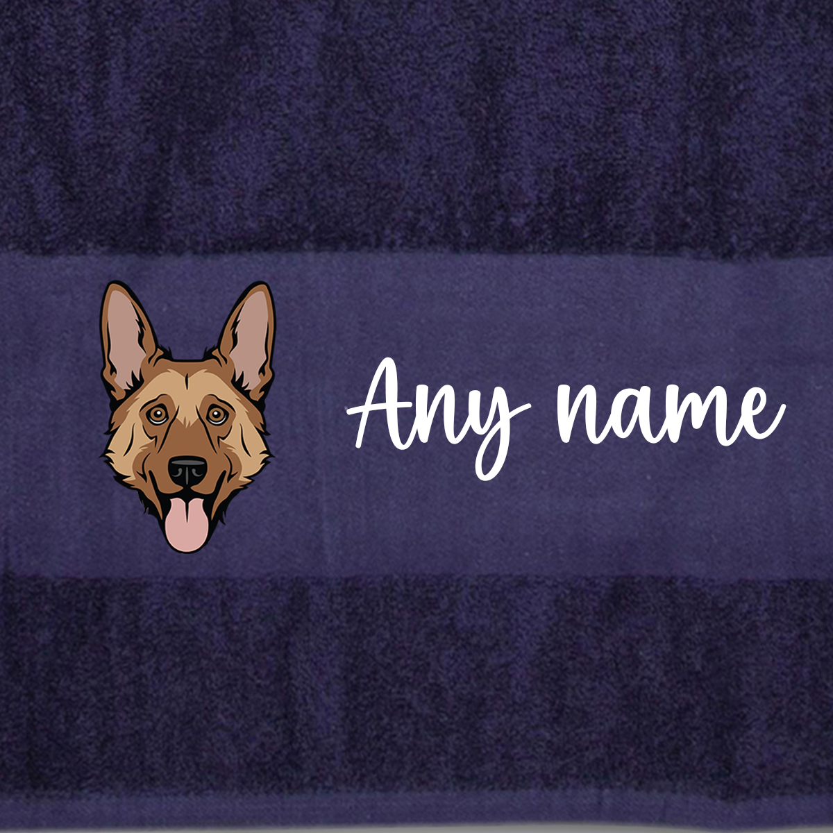 MIDNIGHT BLUE Any Pet Name And A Choice Of Dog Breed - Travel Towel