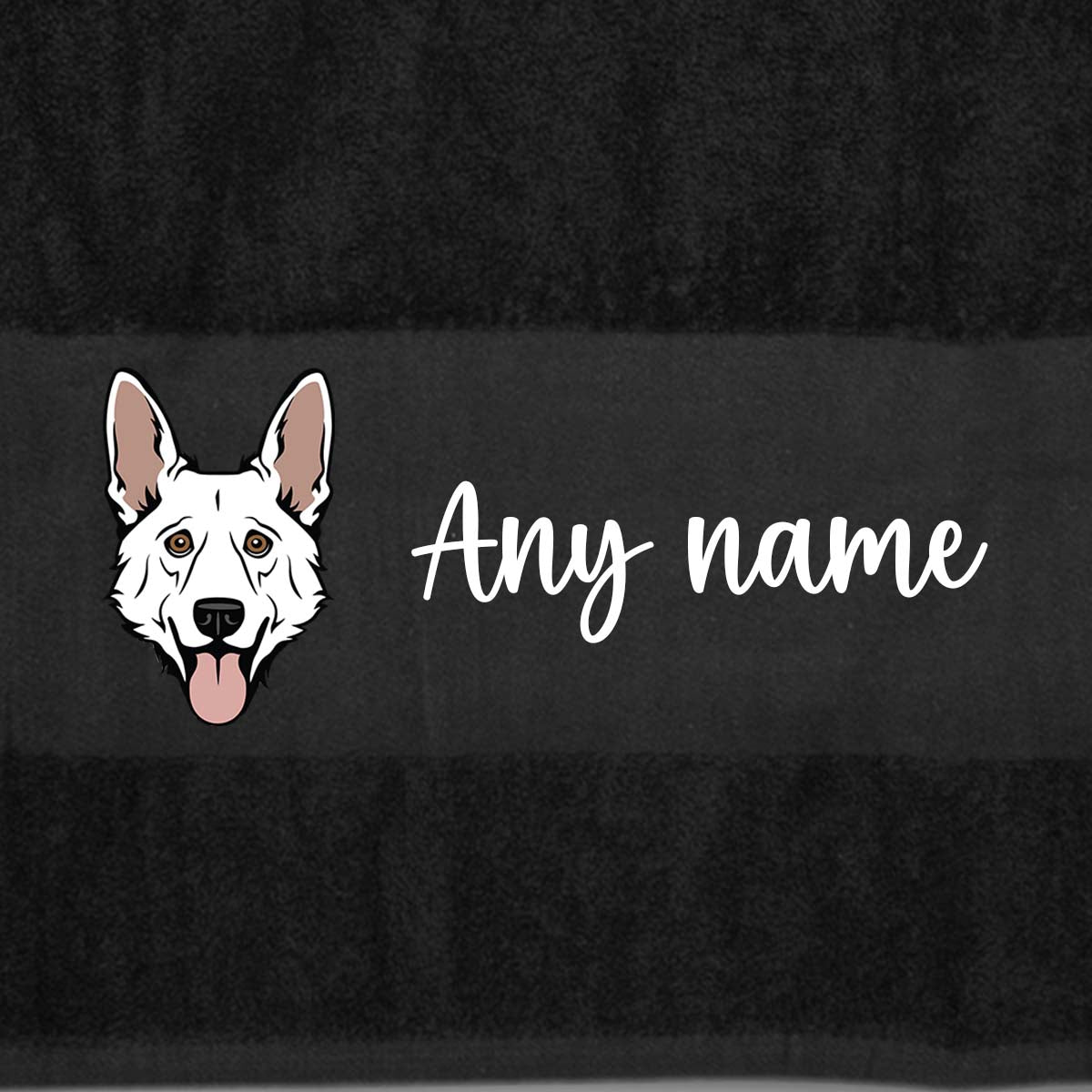 BLACK Any Pet Name And A Choice Of Dog Breed - Travel Towel