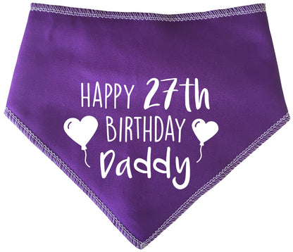 Happy Birthday Daddy Any Age Heart Balloons Dog Bandana