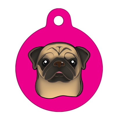 19mm Diameter Tiny Size - Pug Dog