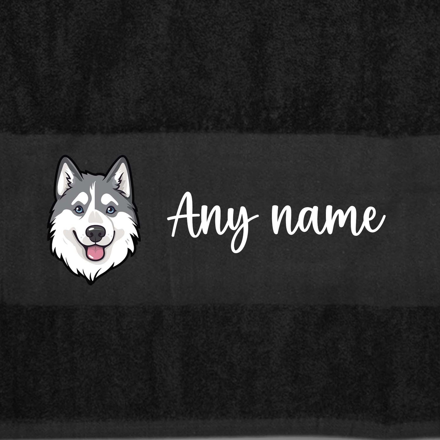 BLACK Any Pet Name And A Choice Of Dog Breed - Travel Towel