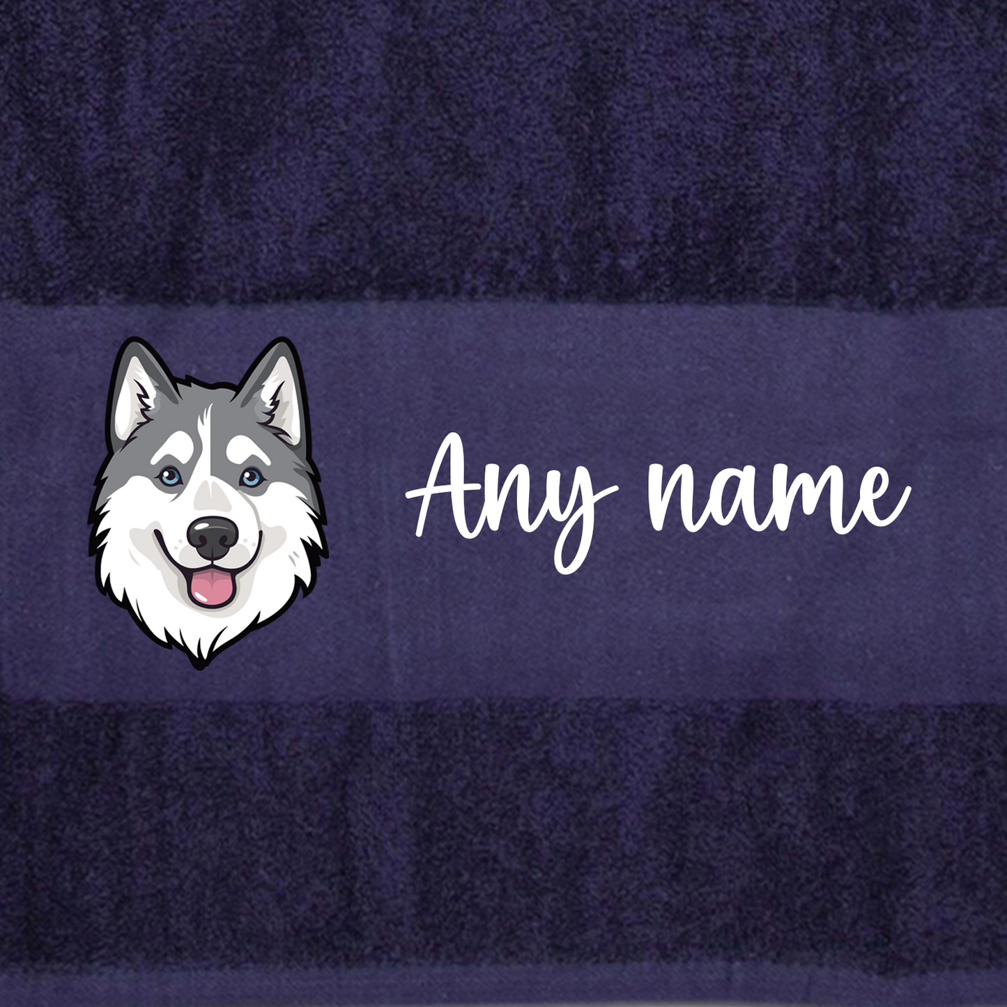 MIDNIGHT BLUE Any Pet Name And A Choice Of Dog Breed - Travel Towel