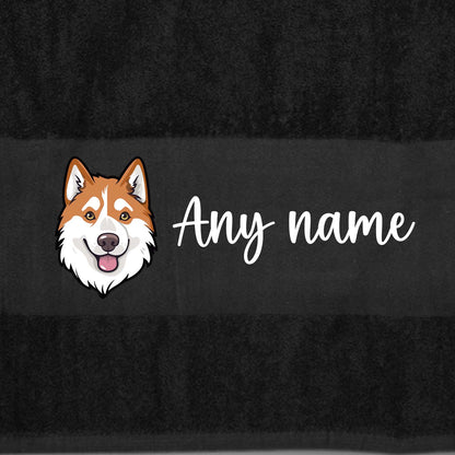 BLACK Any Pet Name And A Choice Of Dog Breed - Travel Towel