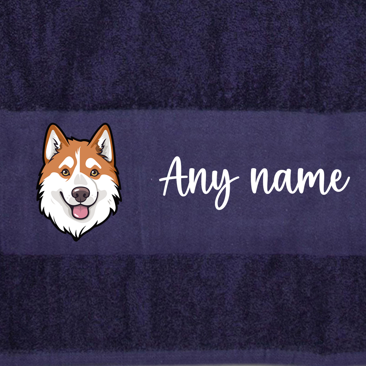 MIDNIGHT BLUE Any Pet Name And A Choice Of Dog Breed - Travel Towel