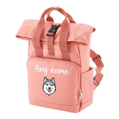 Overnighter Rucksack 14 Litres Peach Coral Any Breed Backpack With Custom Personalised Dog Name