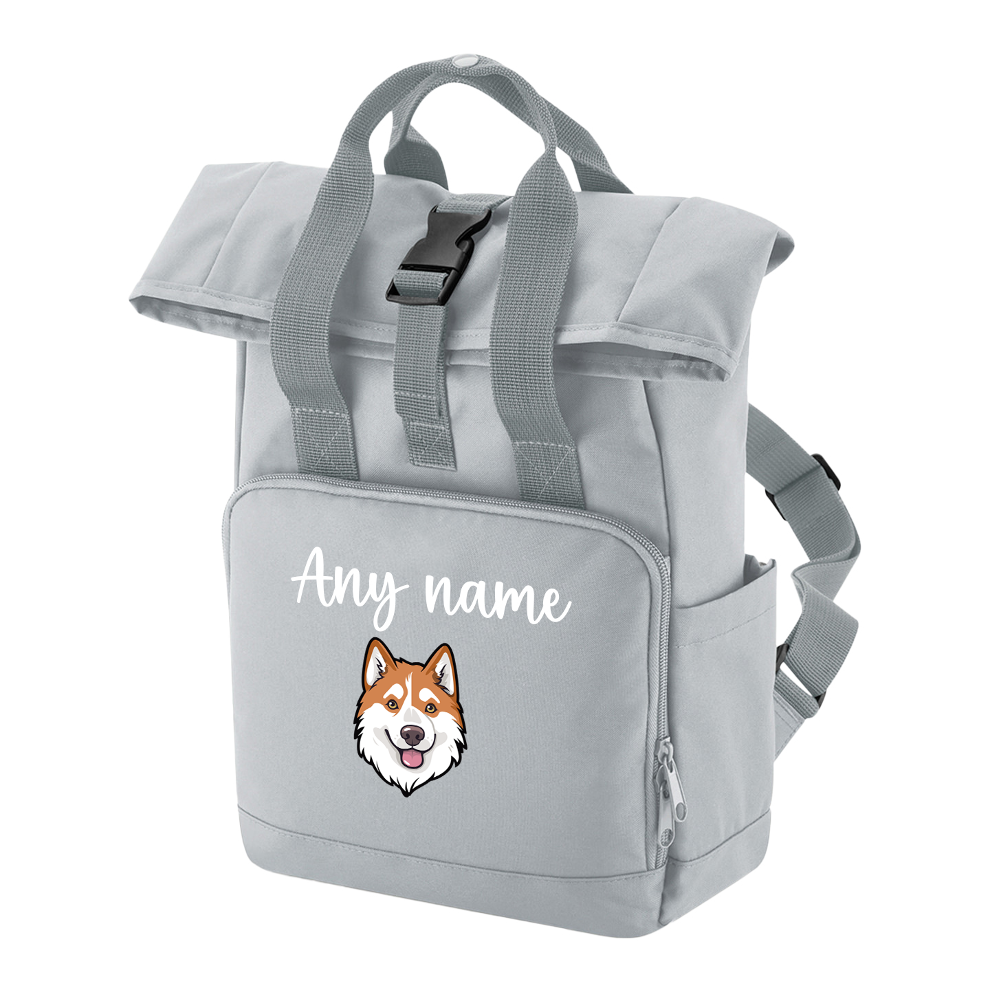 Travel Rucksack 9 Litres Grey Any Breed Backpack With Custom Personalised Dog Name