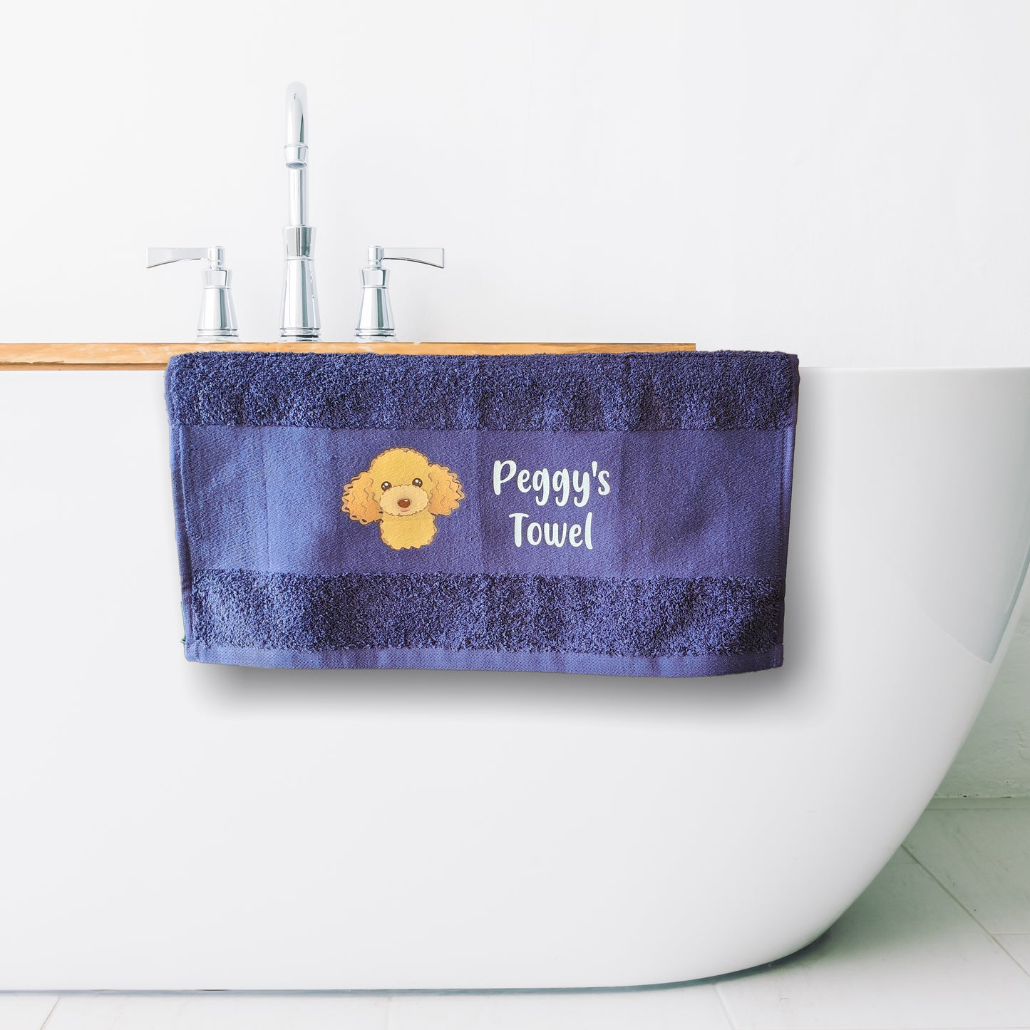 MIDNIGHT BLUE Any Pet Name And A Choice Of Dog Breed - Travel Towel