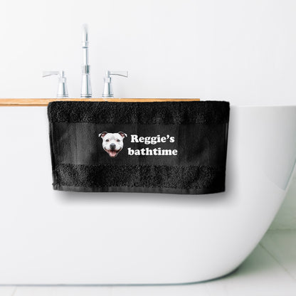 BLACK Any Pet Name And A Choice Of Dog Breed - Travel Towel