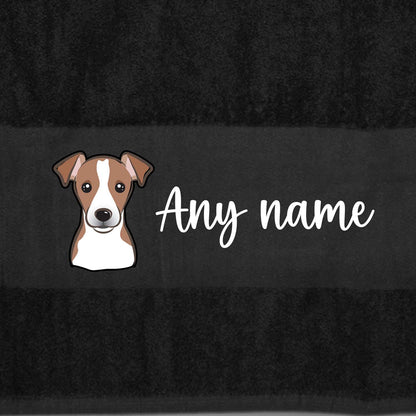 BLACK Any Pet Name And A Choice Of Dog Breed - Travel Towel