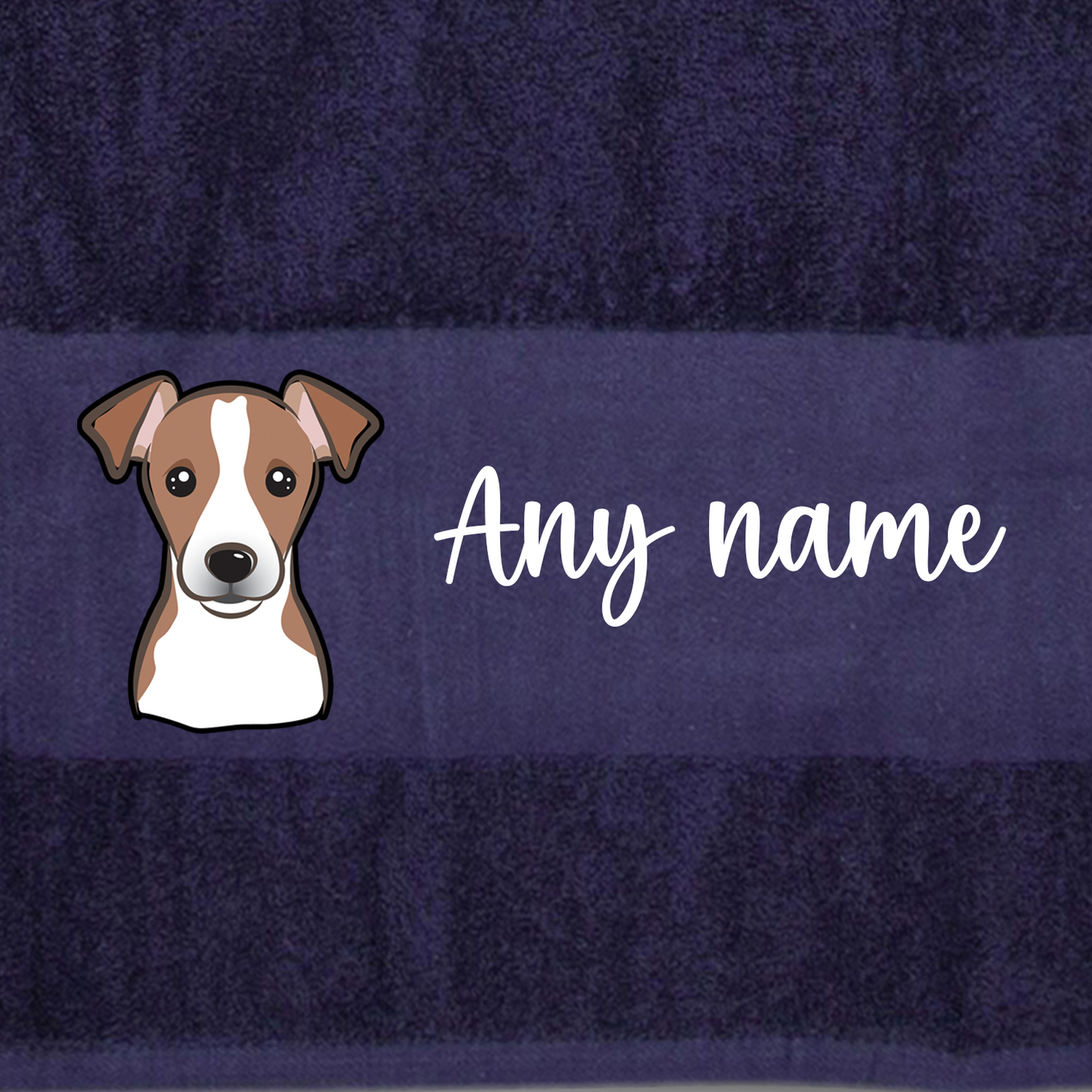 MIDNIGHT BLUE Any Pet Name And A Choice Of Dog Breed - Travel Towel